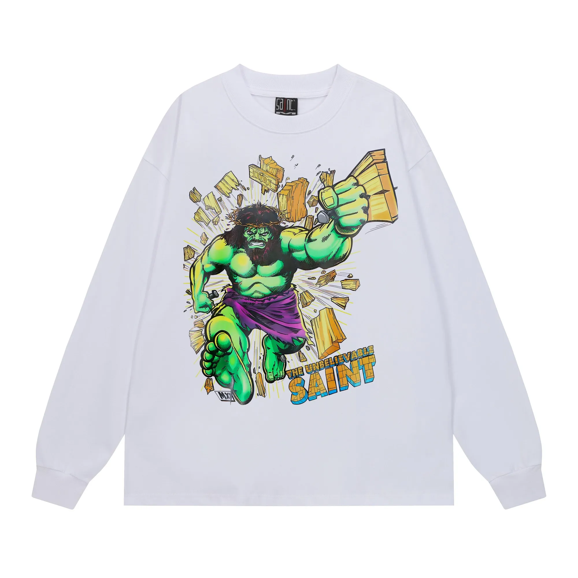 #SA78 SAINT pure cotton long-sleeved T P150 Color: White Size: S-XL